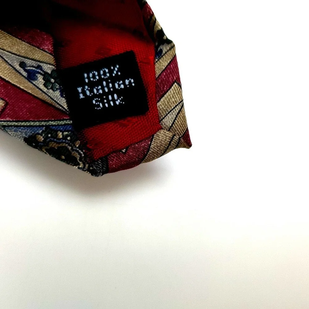 Savile Row Red Abstract‎ Silk Tie Print Wide